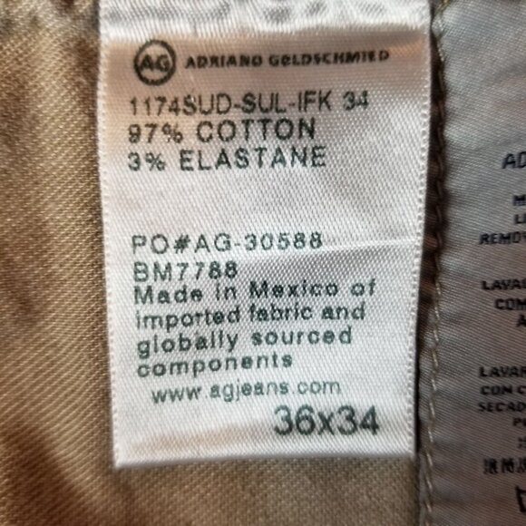 ADRIANO GOLDSCHMIED Weathered 5-Pocket Jeans Tan Size 36x34 ~ 4495 - Picture 7 of 7
